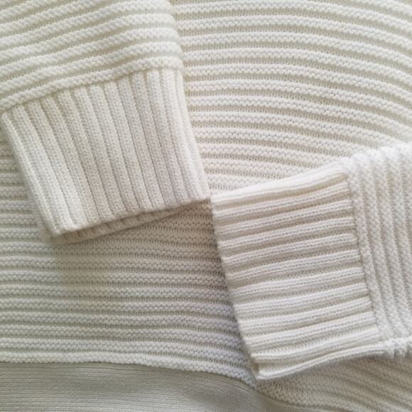 Vince Camuto White Sweater Women’s XS Cable Ribbed Mock Turtleneck Cotton Blend - Picture 9 of 9
